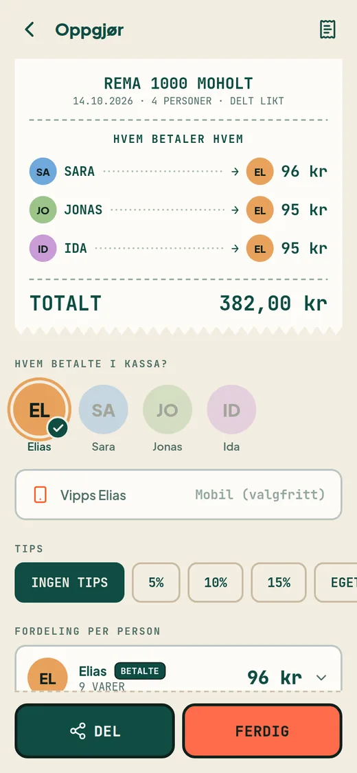 Oppgjøret viser hvem som betaler hvem